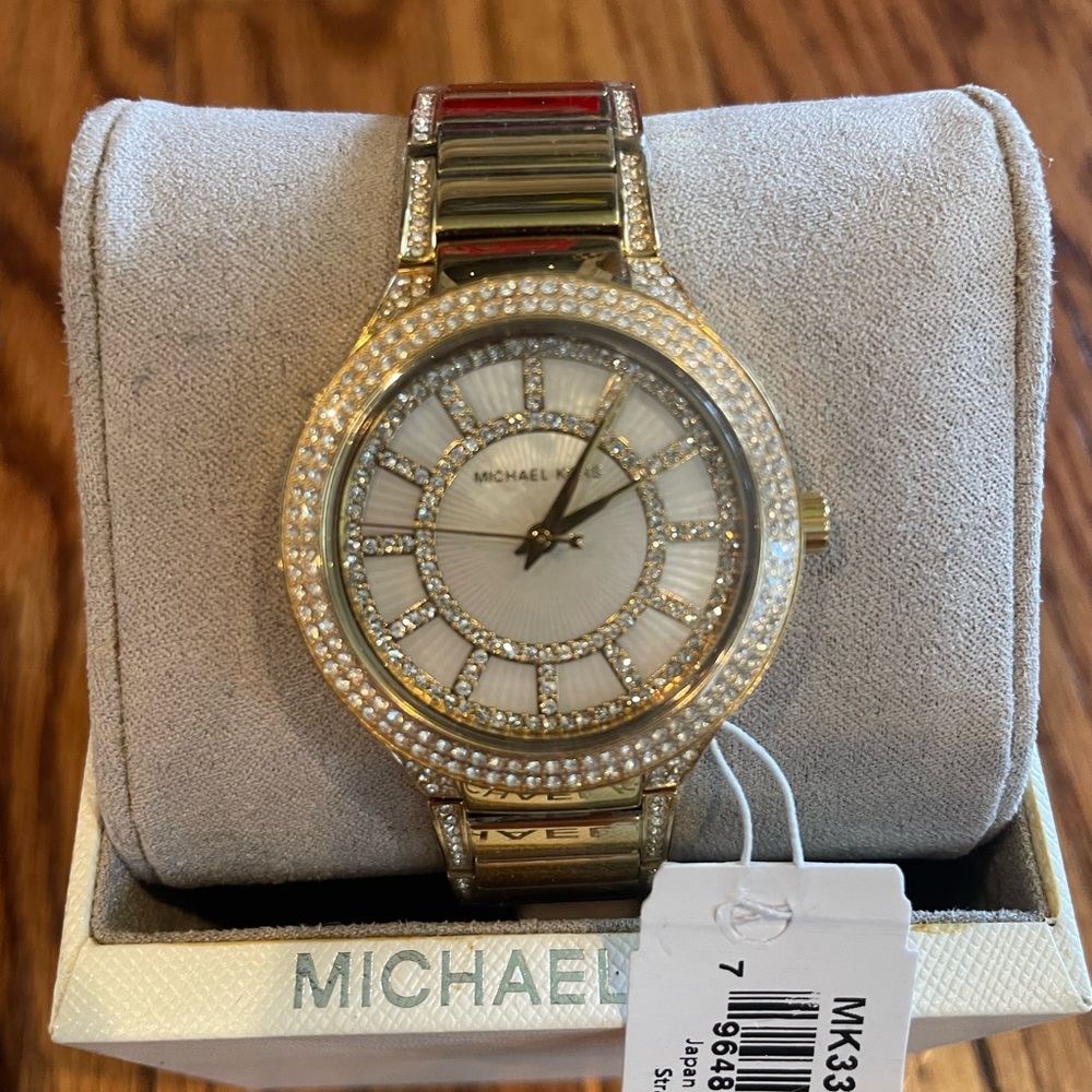 Michael Kors women’s 38 mm Kerry Pavé- embellished gold-tone watch MK3312. New - Picture 4 of 7
